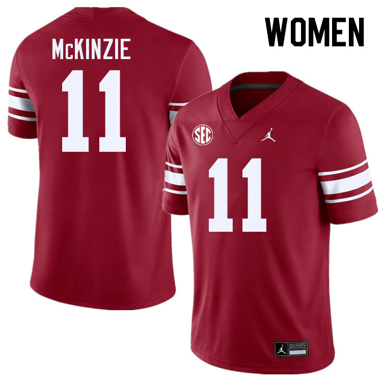 Women #11 Kobie McKinzie Oklahoma Sooners 2024 SEC Conference College Football Jerseys-Throwback